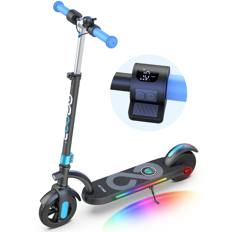 GYROOR Kids Electric Scooter with 180W Motor LED Visible Display Colorful Lights Adjustable Speed and Height 10 Mph 10 Miles Range Electric