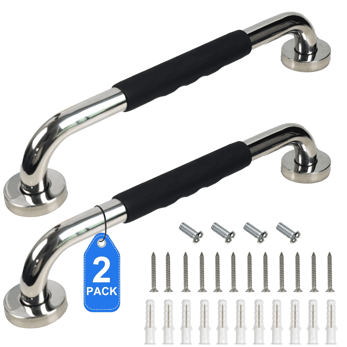 GYTF 2 Pack Grab Bars for Bathroom,16 inch Anti Slip Bathroom Handicap Grab Bars with Rubber Grip,Safety Bath & Toilet Rail for Senior,Pregnant Wife and Children,Safety Shower Grab Bars