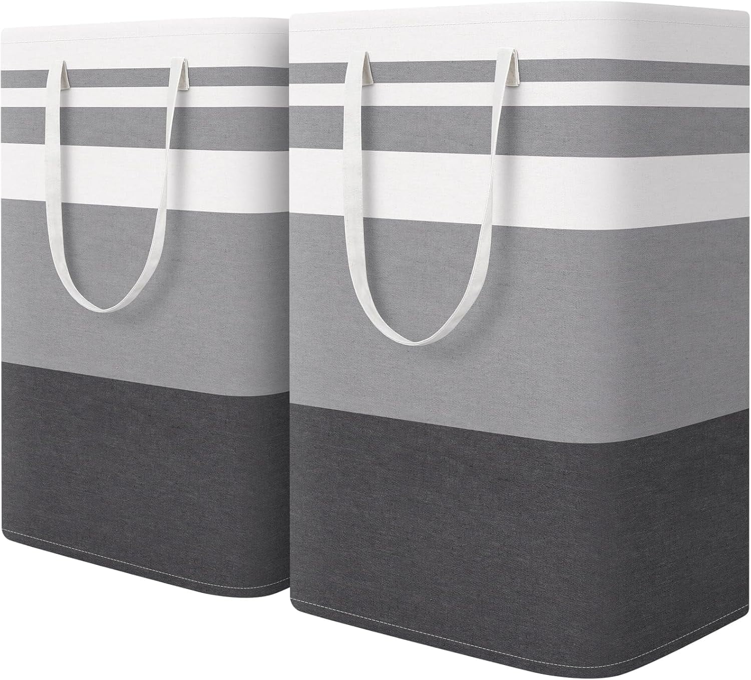 GYTF 2-Pack Large Laundry Basket, Waterproof, Freestanding Laundry Hamper, Collapsible Tall Clothes Hamper with Extended Handles for Clothes Toys in the Dorm and Family-(Gradient Grey, 75L)