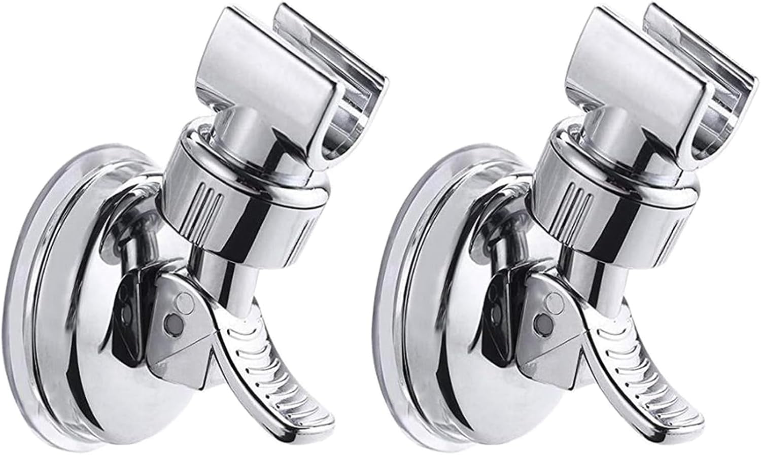 GYTF 2 Pcs Adjustable Shower Head Holder,Removable Suction Cup Shower Head Bracket,Wall Mount Hand held Shower Head Holder - 360 Adjustable,No Drill Shower Head Silver Bracket for Bathroom