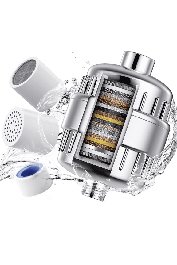Shower Filter for Hard Water 20 Stage,High Output Filter,2 Cartridges Included -Consistent Flow Showerhead Filter,Reduces Dry Itchy Skin,Polished Chrome