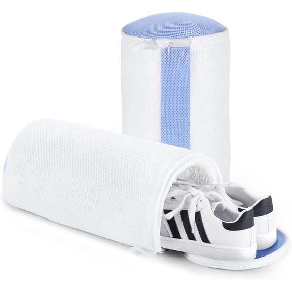 GYTF Shoe Washing Machine Bag, Laundry Shoe Bag for Washer and Dryer, Laundry Shoe Bag Protect Sneaker, Running Shoes, Delicates and Toys, Hands-Free Complete Protection(White 2 Pack)