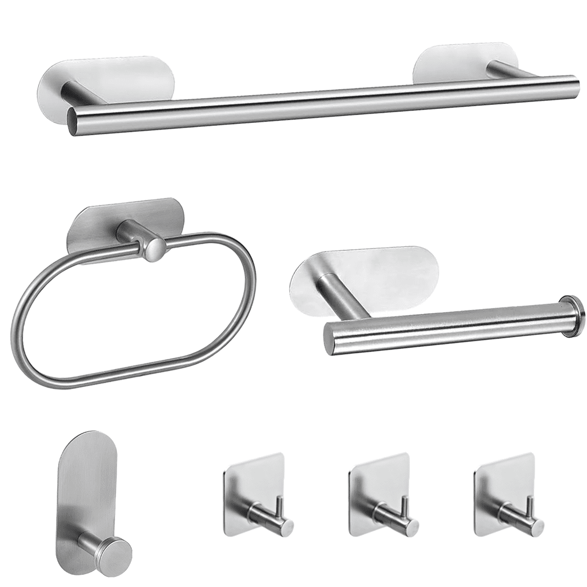 Brushed Nickel Stainless Steel 7-Piece Bathroom Hardware Set
