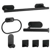 GYTF 7 Piece Matte Black Atmospheric Bathroom Hardware Set, 304 Stainless Steel Bathroom Towel Rack Set, Includes 15 Towel Bar,Towel Ring,Toilet Paper Holder,4* Towel Hooks Bathrobe Hook