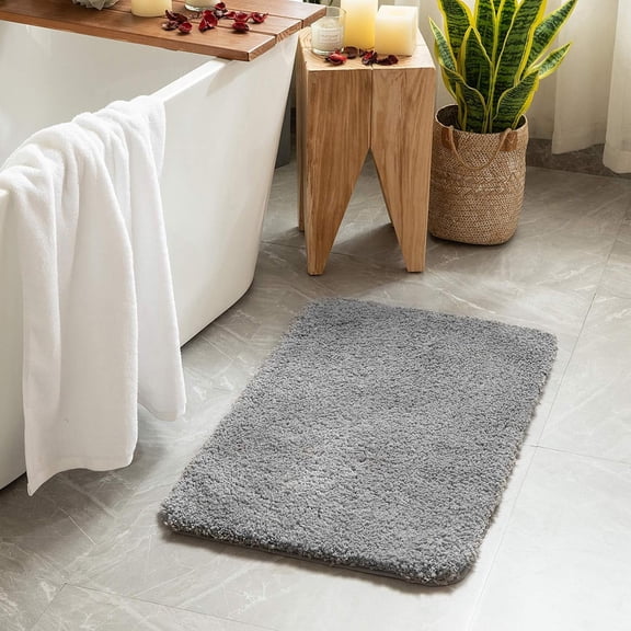 GYTF Bathroom Rugs,16''x24'',Gray, Non Slip Small Bathroom Rug Bath Mats for Bathroom,Machine Wash Dry Carpet Mat for Tub,Extra Soft and Absorbent,Thick Matts for Bathroom Floor & Sink