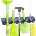 thumbnail image 1 of GYTF Mop and Broom Holder(Gray),16.5 x2.63 x 3.4 in,Rectangular Wall Mount Broom Holder and Garden Tool Organizer, 5 Position 6 Hooks for Home, kitchen, Garden, Tools, Garage, 1 of 8