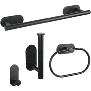 GYTF Matte Black Bathroom Hardware Set 4 Pieces,Bathroom Towel Rack Set,Towel Bar Set Stainless Steel Wall Mounted,Includes  Hand Towel Bar,Towel Ring,Towel Hooks,Toilet Paper Holder