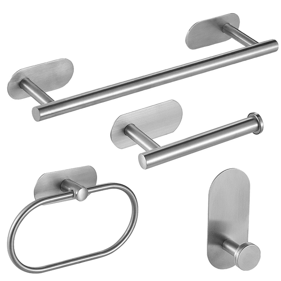 GYTF Silver Bathroom Hardware Set 4 Pieces,Bathroom Towel Rack Set,Towel Bar Set Stainless Steel Wall Mounted,Includes  Hand Towel Bar,Towel Ring,Towel Hooks,Toilet Paper Holder