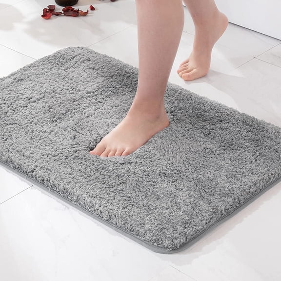 GYTF Super Soft Shaggy Bathroom Rugs, Absorbent Thick Non Slip Microfiber Bath Rugs, Quick Dry Machine Washable Bath Mat for Bathroom Floor, Bathtub and Shower,20"x32",Gray