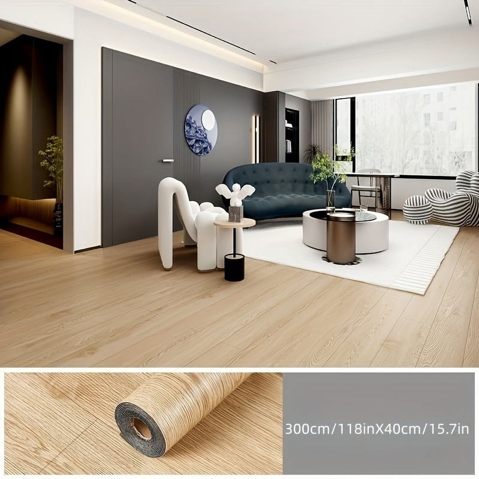 GYTY 1 Roll 3d Retro Imitation Wood Grain Self-adhesive Wallpaper, Peel And Stick Waterproof Non-slip Floor Stickers, Removable SXP Oil-proof Stickers, For room and  Furniture Renovation