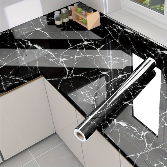 GYTY 1 Roll Marble Effect Vinyl Wall Sticker, Waterproof And Oil-Proof Adhesive Film, Ideal For Kitchen And Bathroom Renovation, Stone And Wood Style Decor