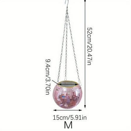 GYTY 1pc Disco Ball Flowerpot: Mirrored Iron Chain Succulent Planter with Unique Reflection