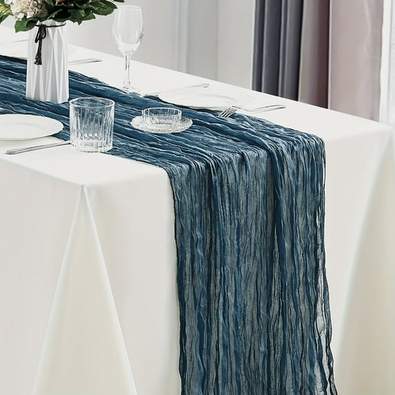 GYTY 1pc Elegant Rust-Colored Cheesecloth Table Runner - Boho Gauze Polyester, Farmhouse Chic for Spring, Easter, Weddings & Holiday Parties, Rectangular Woven Design