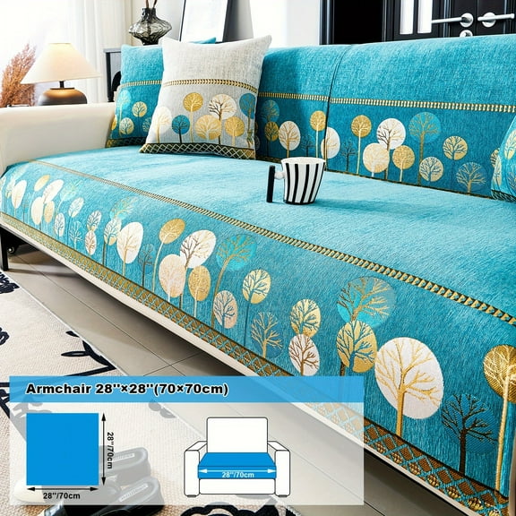 GYTY 1pc Luxurious Bohemian Chenille Sofa Slipcover - Soft, Thick, Pet-Friendly, Geometric Embroidery Design, Furniture Protector for Bedroom, Office, Living Room, Home Decor