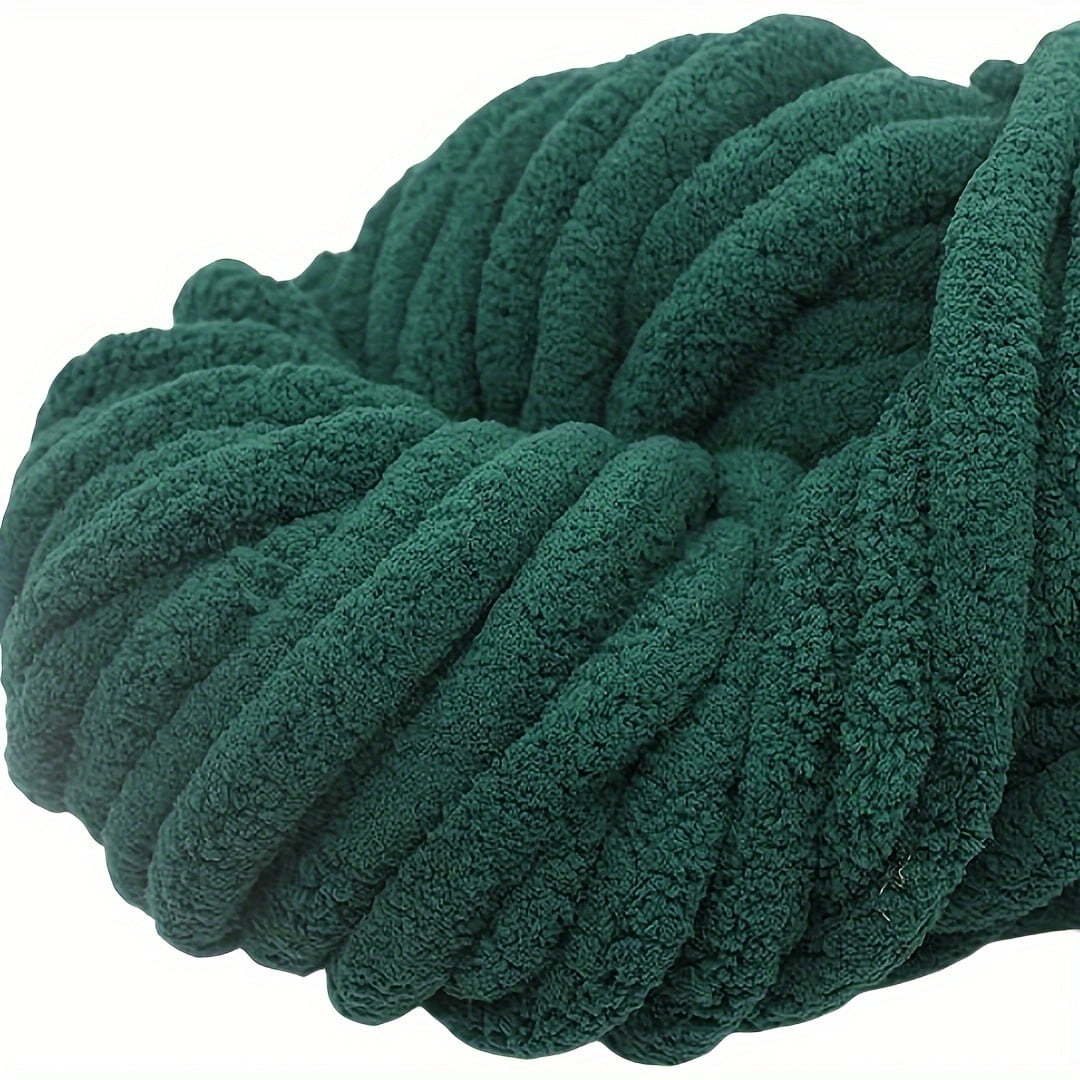 GYTY 1pc Ultra-Soft Green Chenille Yarn, 0.79inch Thick - Ideal for DIY Knitting Projects like Cozy Blankets, Hats, Scarves, Pet Beds & More - 100% Polyester Fiber, Perfect for Home Crafting