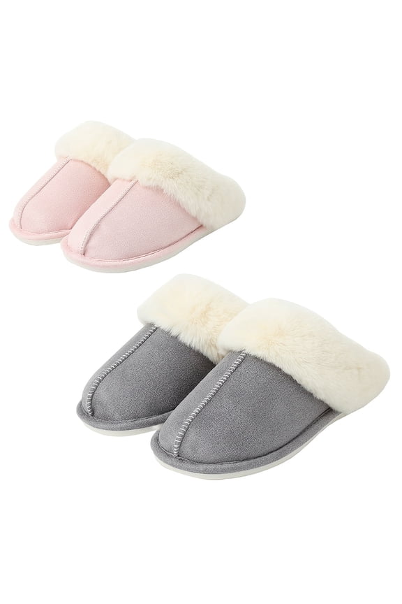 2 Pairs Set Women's Winter Clog Slippers - Casual, Soft, Warm, Anti-Skid - Plush Fleece Lining - For Cozy Indoor Wear - Perfect Gift for Women