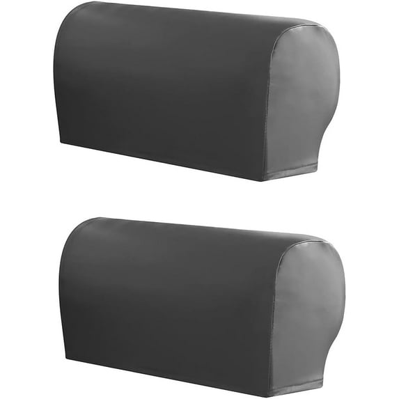 GYTY 2 Piece Thick Faux PU Leather Soft Stretch Armrest Covers for Chairs Sofas,Vintage Couch Arm Cover,Waterproof Furniture Armrest Protector for Recliner (Dark Coffee)