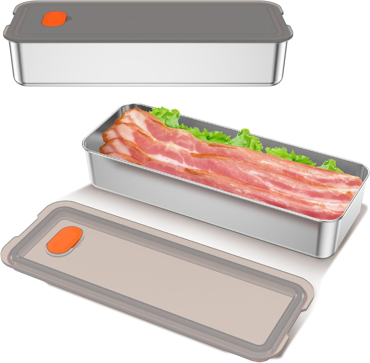 GYTY 2Pcs Bacon Keeper for Refrigerator, Deli Meat Storage Container, Bacon Storage Boxes with