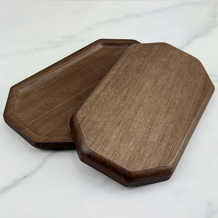 GYTY 2pcs Acacia Wood Trays, Decorative Coffee Table Tray, Kitchen Island Table Centerpiece, Home Decor Platter for Living Room, Kitchen