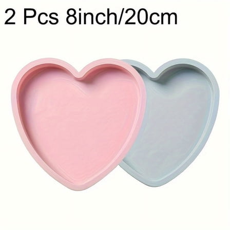 GYTY 2pcs Heart-Shaped Silicone Cake Pan Set - Nonstick, Easy Release Baking Molds for Valentine's Day & More - 6" & 8" Sizes, Oven/Microwave Safe