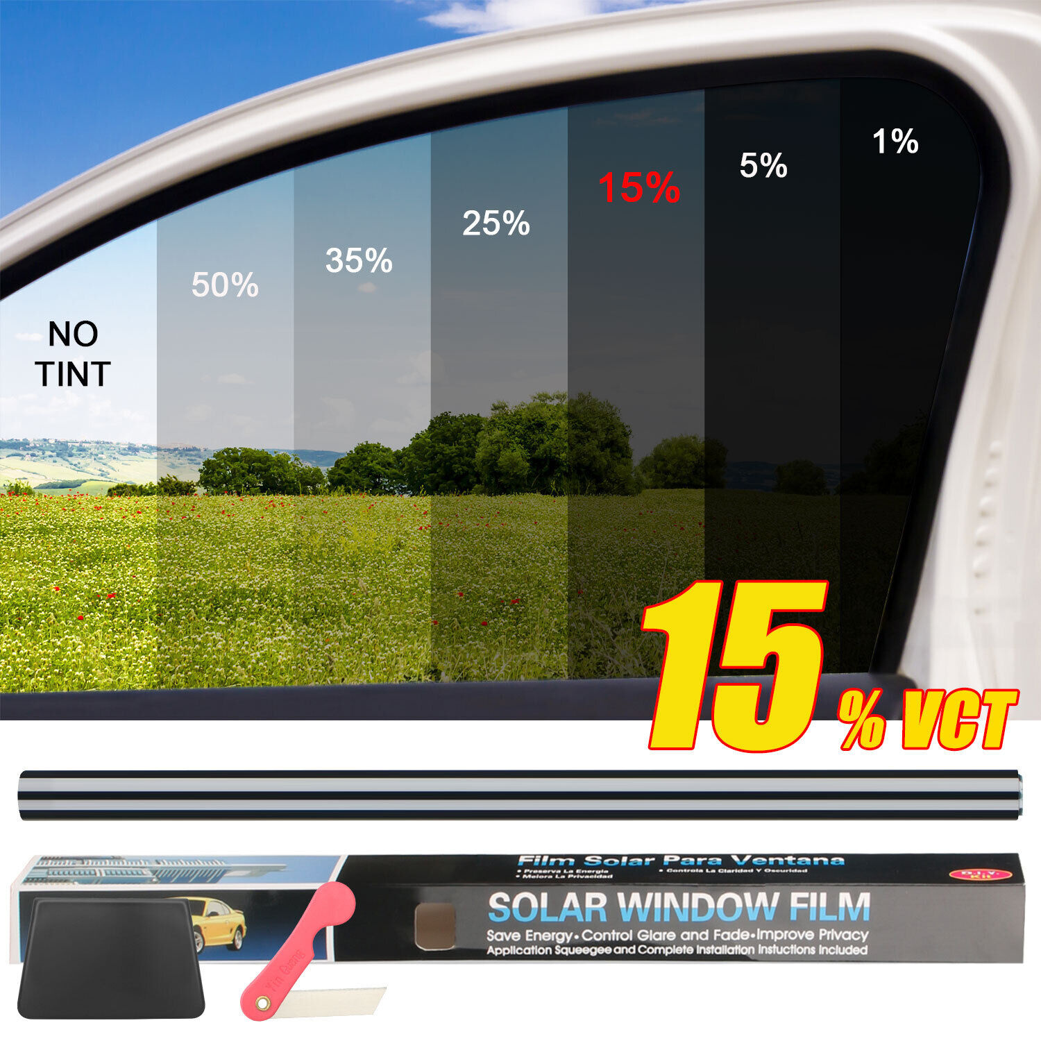 GYTY 300cmx50cm/118.11inx19.69in Black Car Window Foils Tint Tinting