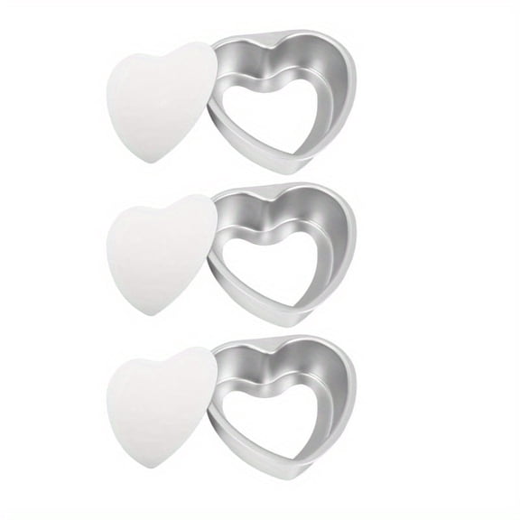GYTY 3pcs 6 Inch Heart Shaped Cake Pans with Removable Bottom Aluminum Heart Cake Mold for Oven Baking DIY Birthday Valentine's Day Christmas cake