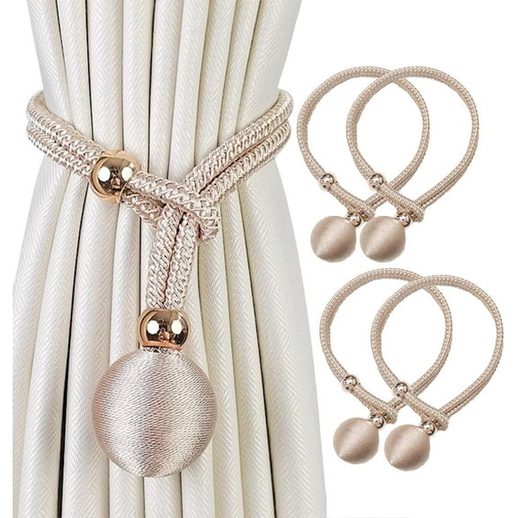GYTY 4 Pcs Curtain Ties, Curtain Holder Cord, Heavy Curtain Ties Rustic Decor Curtain Holder for Heavy Duty Curtain Drapes (Type F: Champagne)