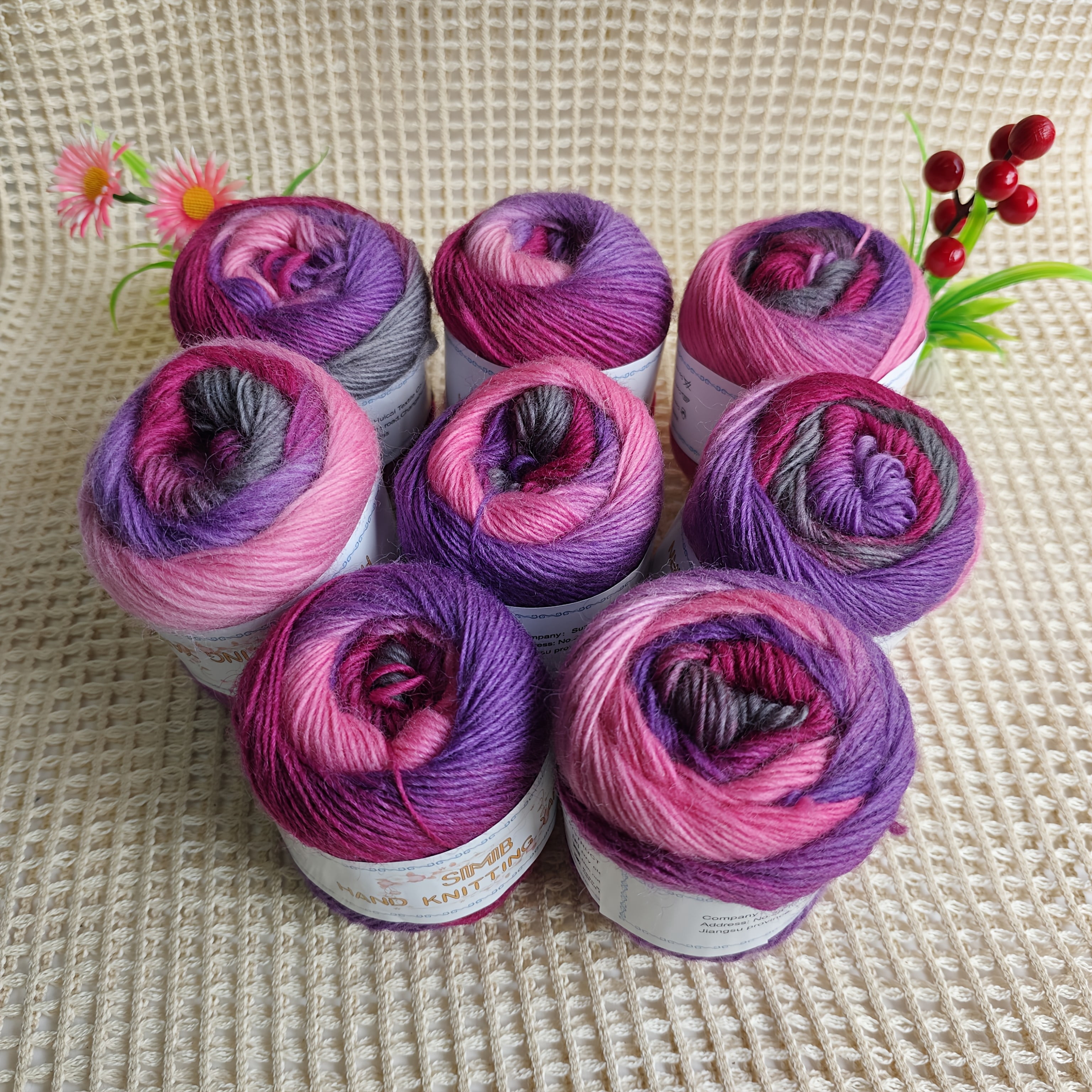 GYTY 400g per pack, 8pcs total 1600 yards high quality 100% Australian wool segment dyed colored yarn, used for handmade DIY knitting shawls, sweaters, scarves, crochet hats and socks