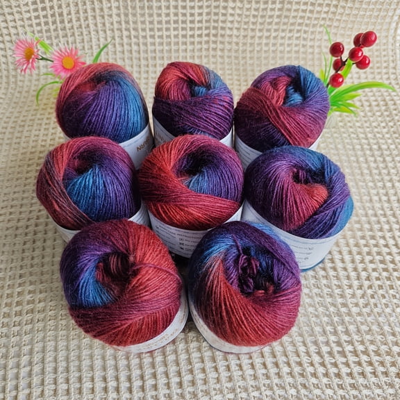 GYTY 400g per pack, 8pcs total 1600 yards high quality 100% Australian wool segment dyed colored yarn, used for handmade DIY knitting shawls, sweaters, scarves, crochet hats and socks