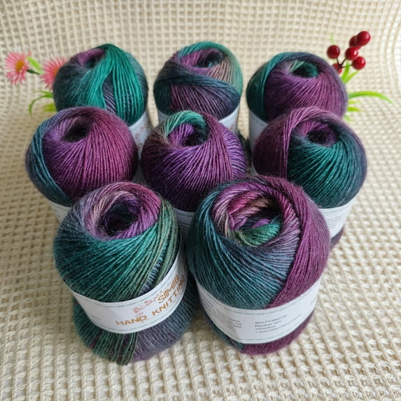 GYTY 400g per pack, 8pcs total 1600 yards high quality 100% Australian wool segment dyed colored yarn, used for handmade DIY knitting shawls, sweaters, scarves, crochet hats and socks