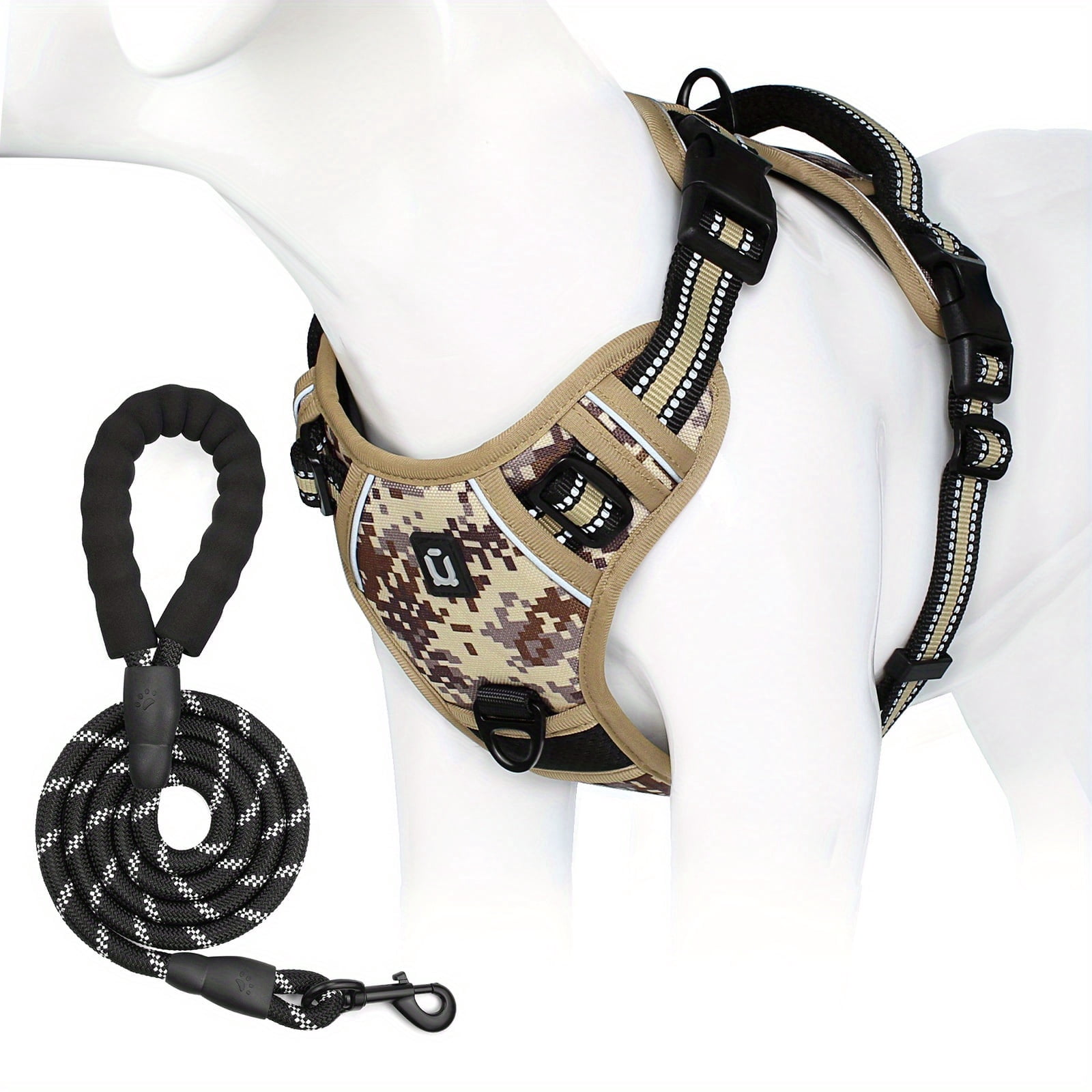 GYTY 5 Feet Escape Proof No Pull Dog Harness and Leash Combo - Basic Halter Harnesses with Reflective Adjustable Soft Padded Vest, Handle for Small to Large Dogs