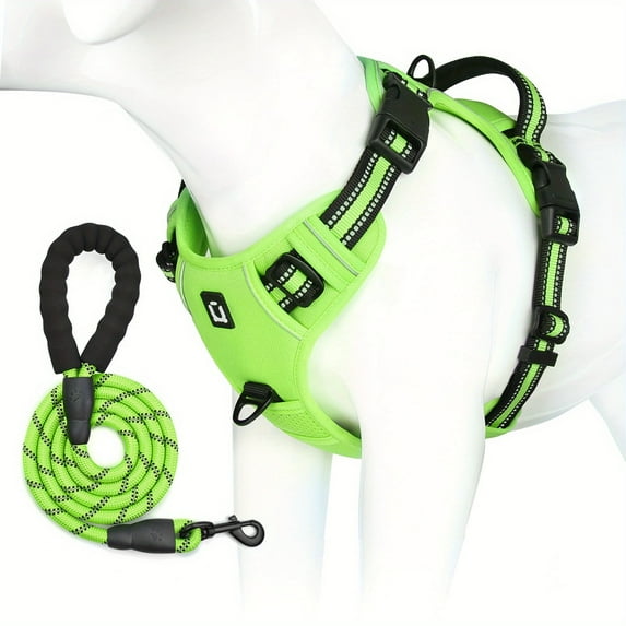 GYTY 5 Feet Escape Proof No Pull Dog Harness and Leash Combo - Basic Halter Harnesses with Reflective Adjustable Soft Padded Vest, Handle for Small to Large Dogs