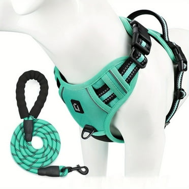 GYTY 5 Feet Escape Proof No Pull Dog Harness and Leash Combo - Basic Halter Harnesses with Reflective Adjustable Soft Padded Vest, Handle for Small to Large Dogs