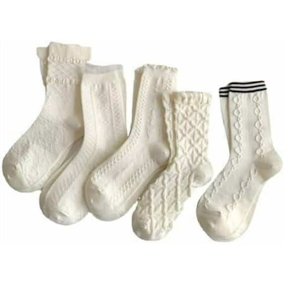 GYTY 5 Pair Cute Ankle Socks for Women Coquette Cottagecore Ruffle Frilly Floral Knit Socks Japanese Crew Causal Y2K Socks