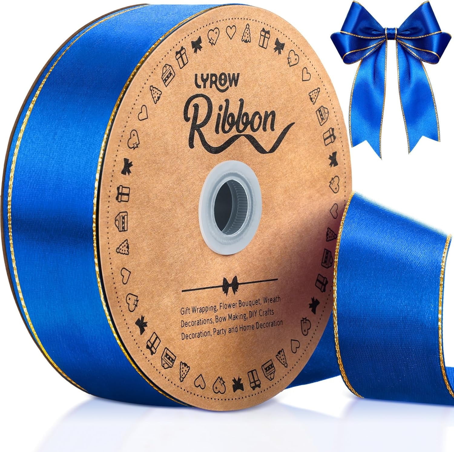GYTY 50 Yards Red Satin Ribbon with Gold Edges 1.5 Inch Gold Border Fabric Ribbons Funeral Ribbon for Gift Wrapping DIY Crafts Wedding Shower Corsage Bible Decoration Bows Bouquet