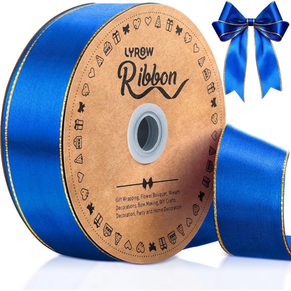 GYTY 50 Yards Red Satin Ribbon with Gold Edges 1.5 Inch Gold Border Fabric Ribbons Funeral Ribbon for Gift Wrapping DIY Crafts Wedding Shower Corsage Bible Decoration Bows Bouquet