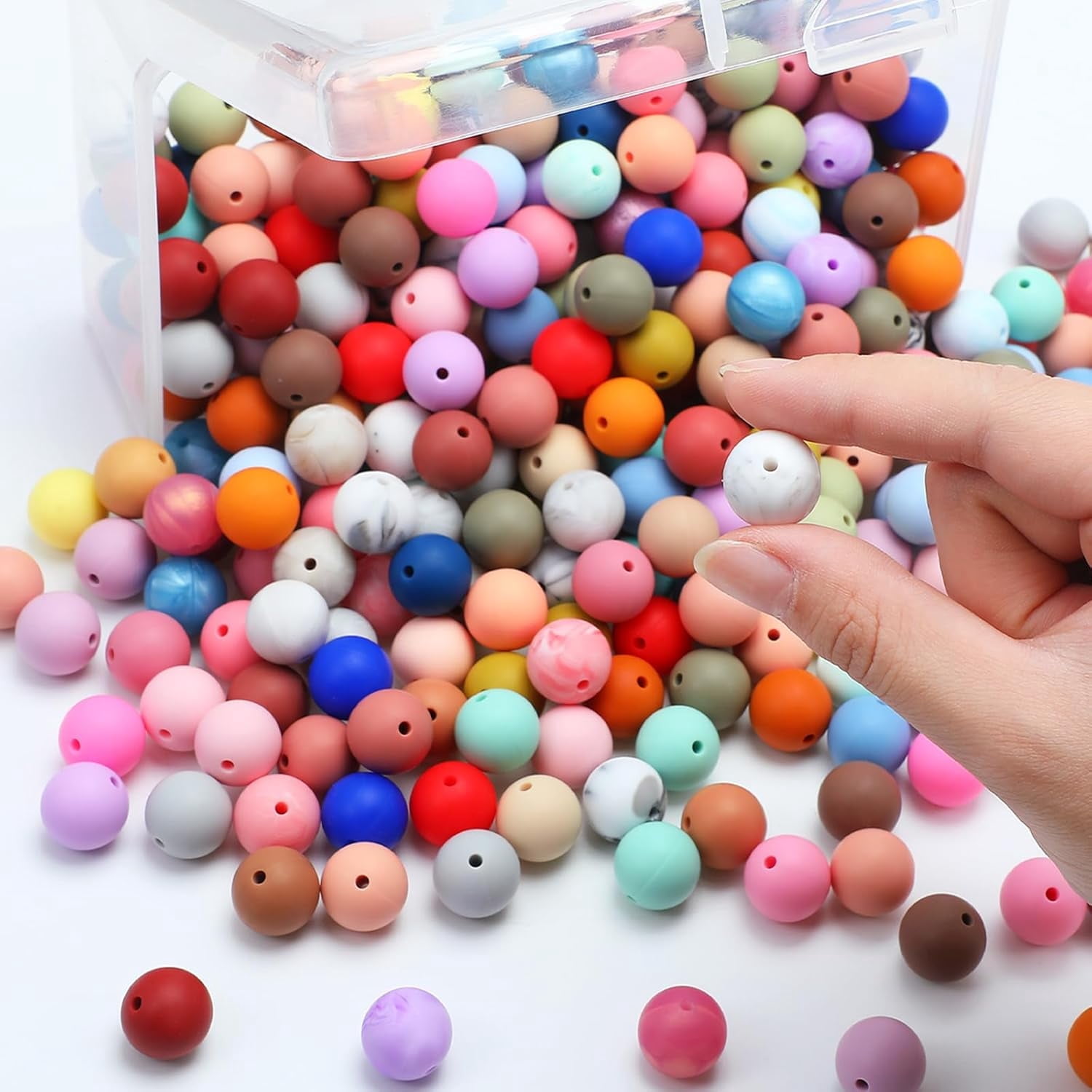 GYTY   500 Pcs 15mm Silicone Beads Mixed Round Silicone Beads Bracelet Making Kit Focal Beads Loose Beads for DIY Craft Necklace Jewelry Bracelet Lanyard Keychain Making (50 Colors)