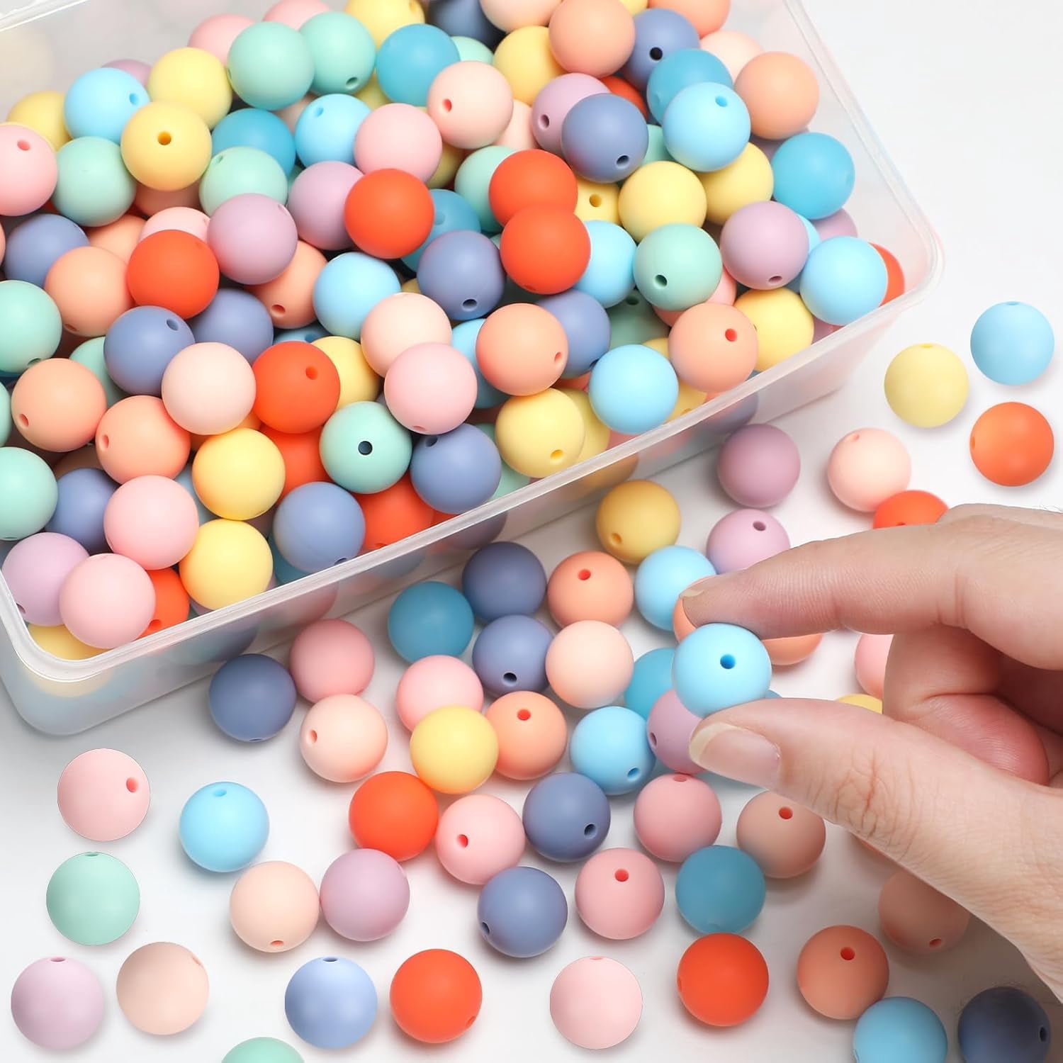 GYTY   500 Pcs 15mm Silicone Beads Mixed Round Silicone Beads Bracelet Making Kit Focal Beads Loose Beads for DIY Craft Necklace Jewelry Bracelet Lanyard Keychain Making (50 Colors)