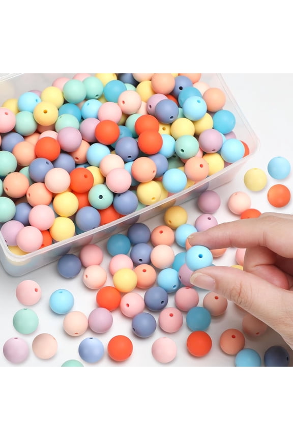 500 Pcs 15mm Silicone Beads Mixed Round Silicone Beads Bracelet Making Kit Focal Beads Loose Beads for DIY Craft Necklace Jewelry Bracelet Lanyard Keychain Making (50 Colors)