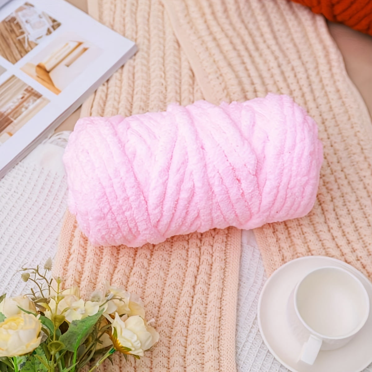 GYTY 500g Super Soft Chenille Yarn - 100% Polyester, Handwoven & Knit, Ideal for DIY Projects like Blankets, Scarves, Hats - Durable, No-Pill, Shrink-Resistant in Assorted Colors, Chunky Yarn