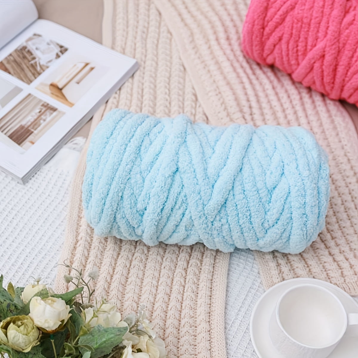 GYTY 500g Super Soft Chenille Yarn - 100% Polyester, Handwoven & Knit, Ideal for DIY Projects like Blankets, Scarves, Hats - Durable, No-Pill, Shrink-Resistant in Assorted Colors, Chunky Yarn