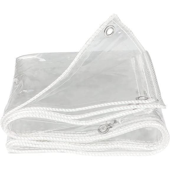 GYTY 6.6 x 6.6 Ft Transparent Tarp Heavy Duty Waterproof PVC Tarpaulin Cover with Metal Grommets Garden Rainproof Clear Tarp for Patio Garden Outdoor Camping