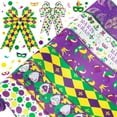 thumbnail image 1 of GYTY   6 Rolls Mardi Gras Wired Edge Ribbon Harlequin Clown Craft Ribbon Carnival Gnome Check Plaids Fabric Wrapping Ribbon Yellow Green Purple Ribbon for Masquerade Party DIY Wreath Bow, 1 of 6