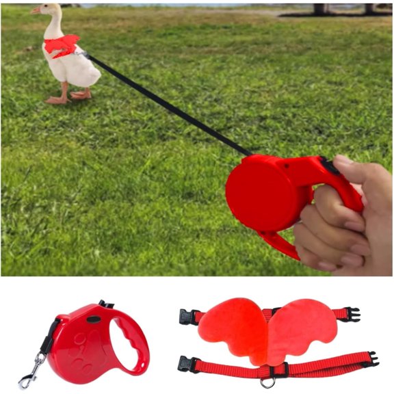 GYTY Automatic Retractable Leash Harness Set for Pet Ducks Hen Chickens Rabbits - Outdoor Walking with Adjustable Training Traction Rope for Poultry Adventures (197" Leash Black,S)