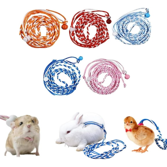 GYTY Baby Duck Leash Set Adjustable 5-Pack Harness Rope for Walking Small Animal Gerbils Rat Mice Bunnies Kittens Puppies Baby Pet Chickens (Version Without Bells,M(79"))