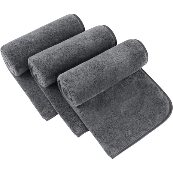 GYTY Bathroom Hand Towels, 16 x 30 Inch, Super Soft and Absorbent Microfiber Washcloth Face Towels for Bathroom, Kitchen, Spa, Yoga, Gym, Face, Hair, Dishcloth for Any Occasion 3Pack Grey