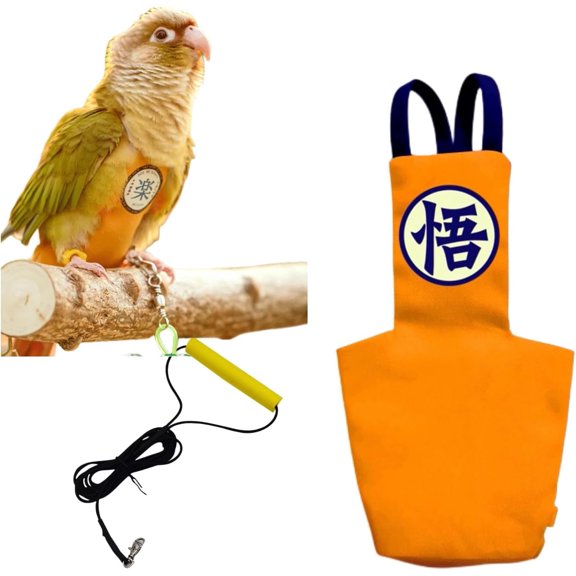 GYTY Bird Diapers Leash Set Washable Reusable Handmade Flight Suit Waterproof Inner Layer - Protective Parrot Nappy Clothes Parakeets Macaws Budgies Canaries (Black1,Sun Conure)