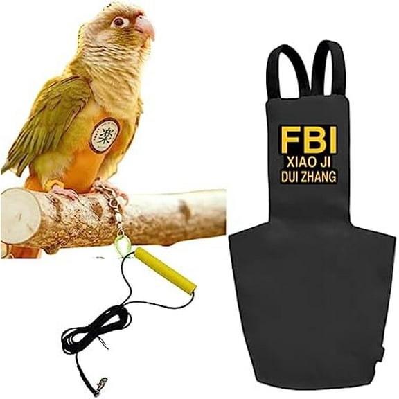GYTY   Bird Diapers Leash Set Washable Reusable Handmade Flight Suit Waterproof Inner Layer - Protective Parrot Nappy Clothes Parakeets Macaws Budgies Canaries (Black1,Sun Conure)