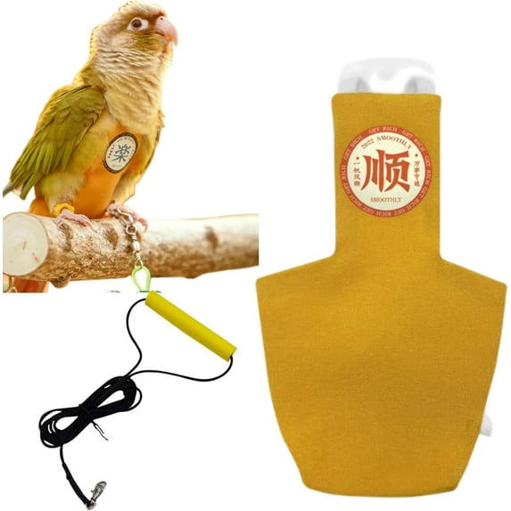 GYTY Bird Diapers Leash Set Washable Reusable Handmade Flight Suit Waterproof Inner Layer - Protective Parrot Nappy Clothes Parakeets Macaws Budgies Canaries (Black1,Sun Conure)