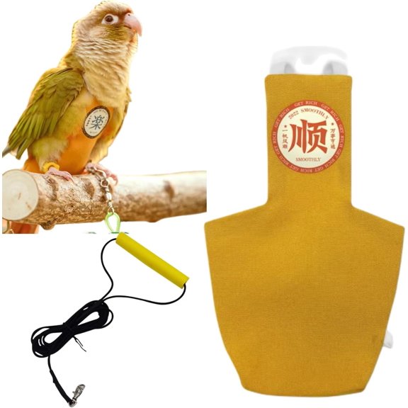 GYTY   Bird Diapers Leash Set Washable Reusable Handmade Flight Suit Waterproof Inner Layer - Protective Parrot Nappy Clothes Parakeets Macaws Budgies Canaries (Black1,Sun Conure)